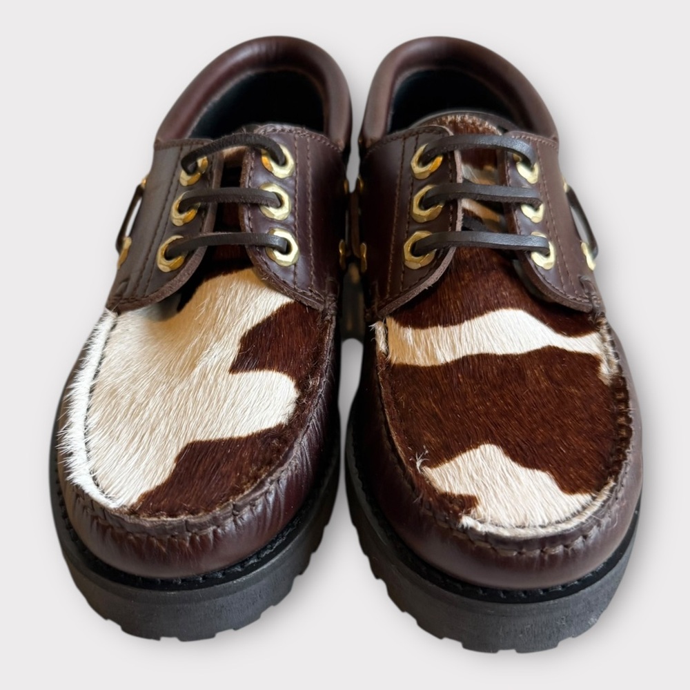 New! Maeve Cow Print Lug Sole Boat Shoes Sz 37 (US 5.5-6) - Picture 8 of 9